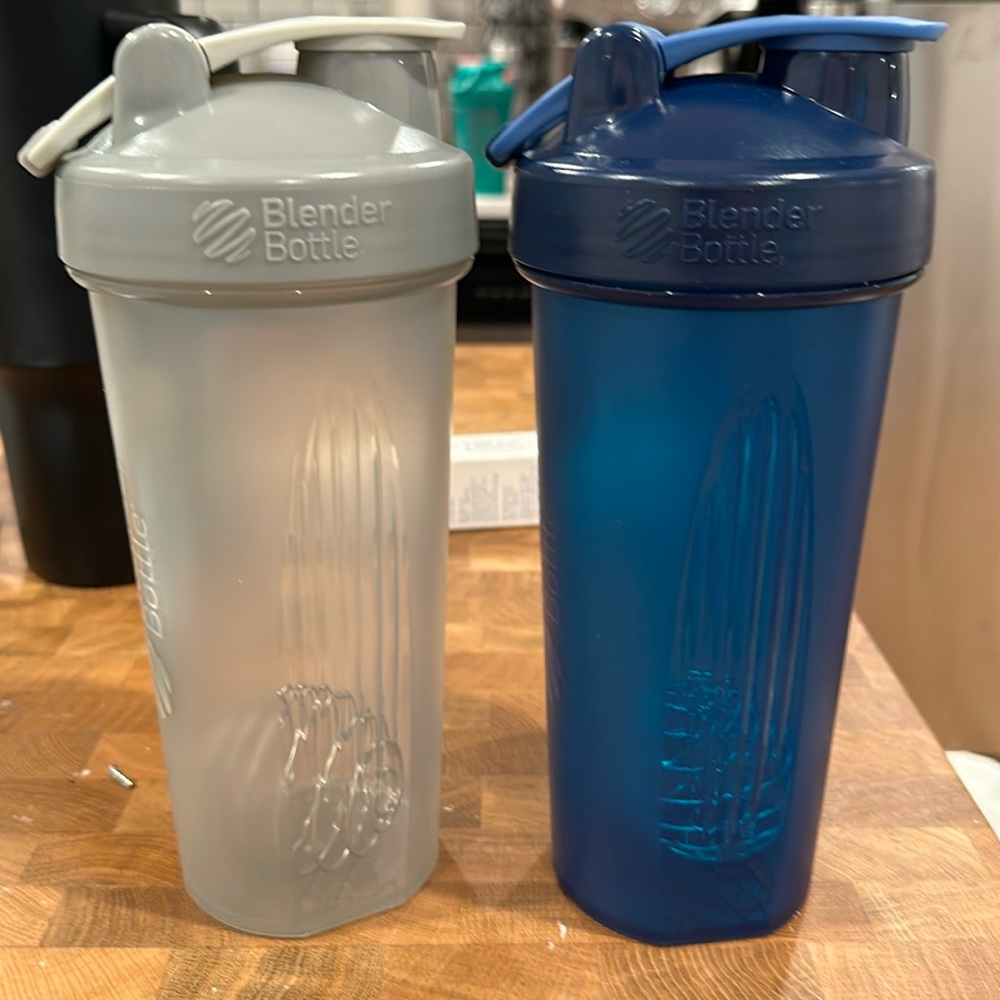 Blender bottle two pack blue and gray